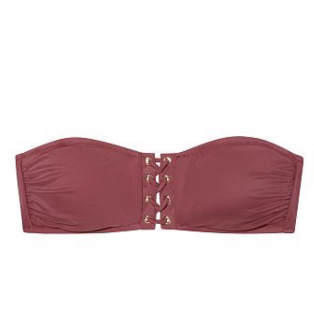 VS Pink Lace Up Bandeau Bikini Top